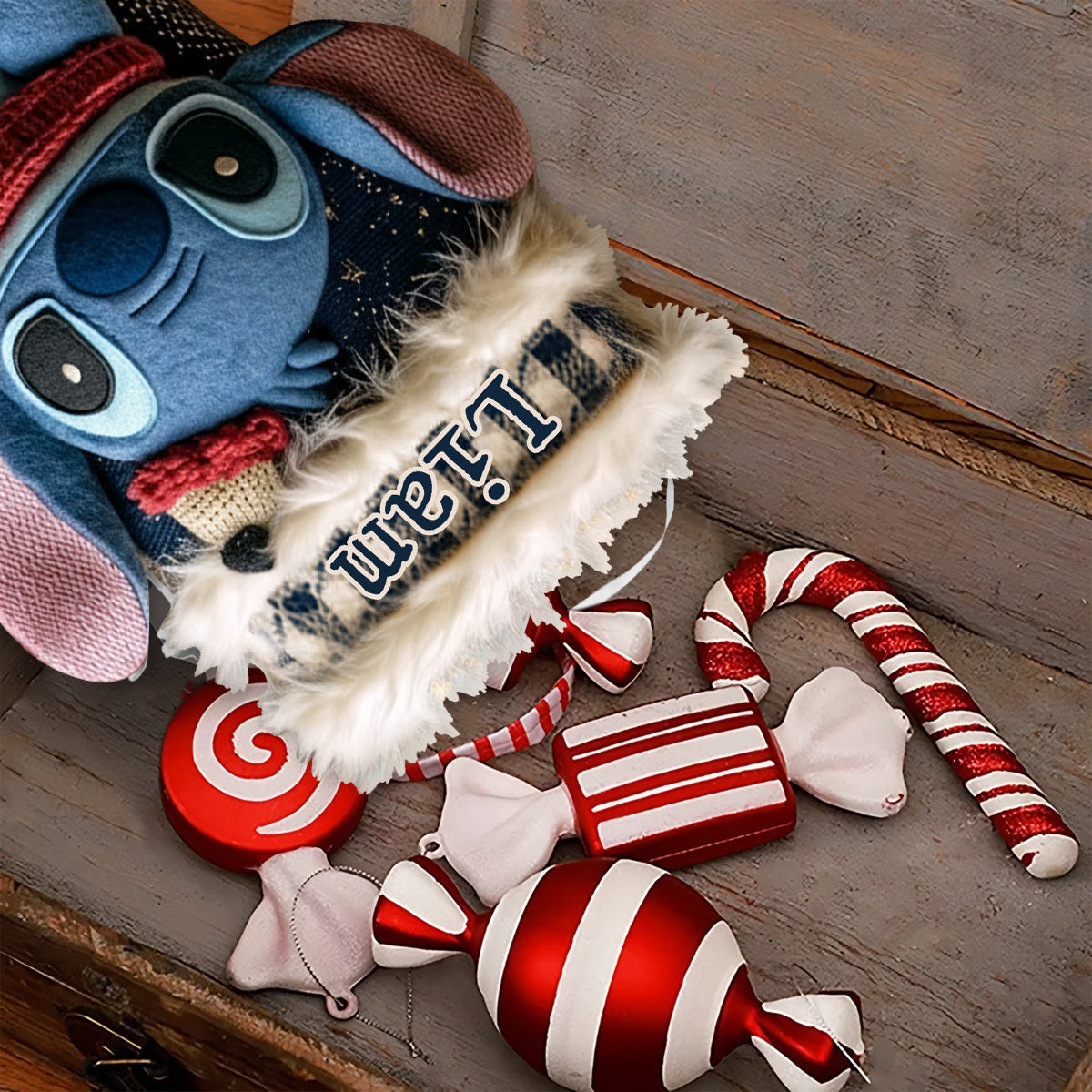 Personalized Ohana Shaped Christmas Stocking Custom Name Gift Shaped Christmas Stocking GradoCreations