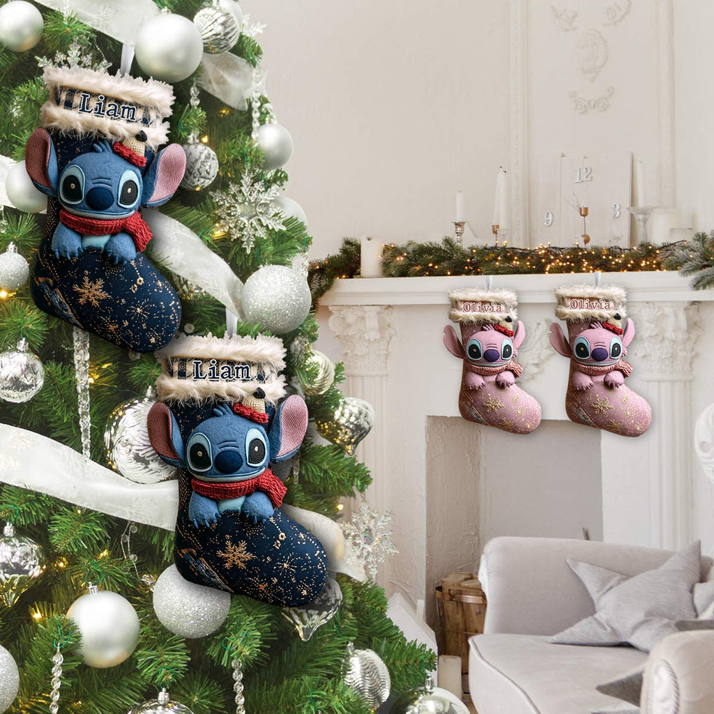 Personalized Ohana Shaped Christmas Stocking Custom Name Gift Shaped Christmas Stocking GradoCreations