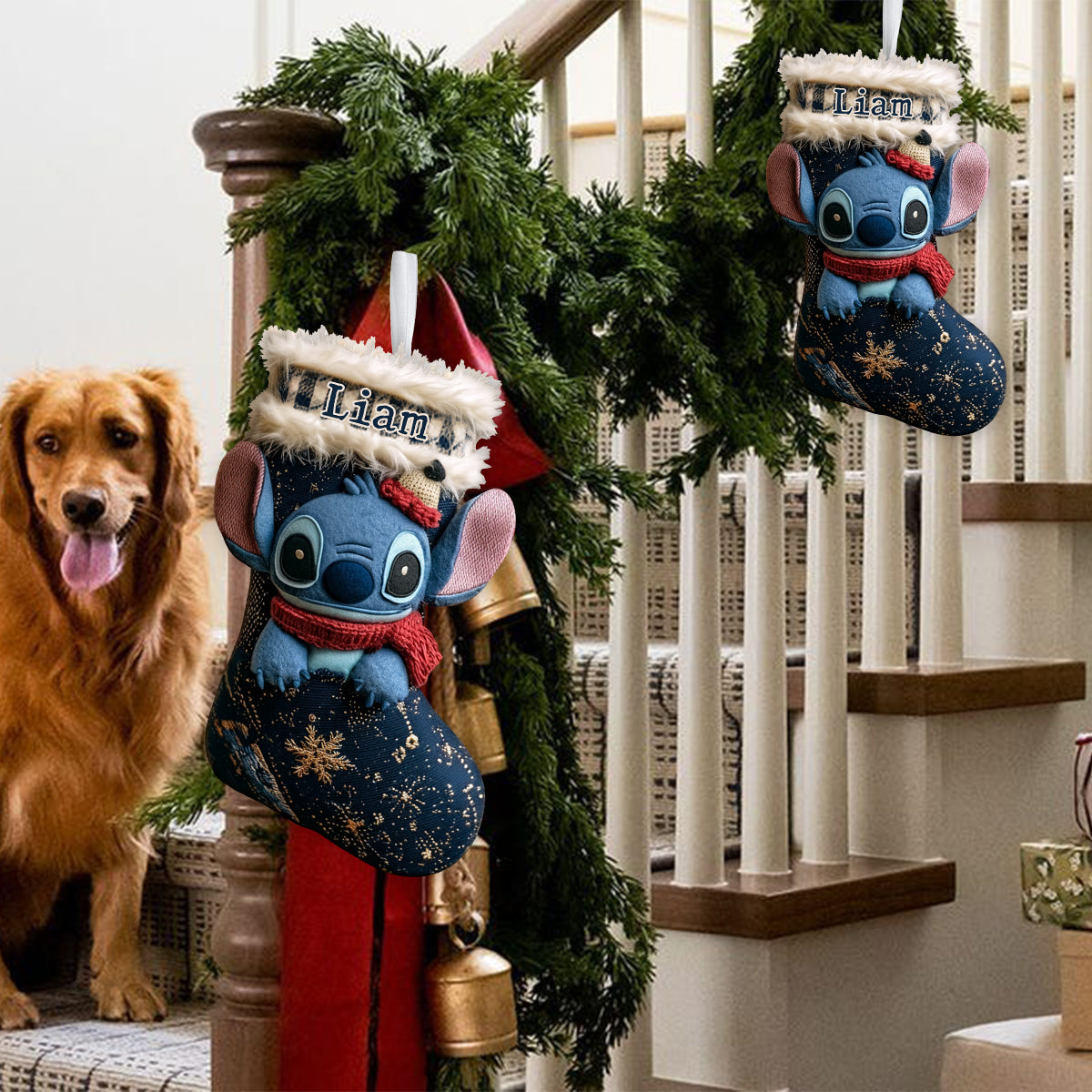 Personalized Ohana Shaped Christmas Stocking Custom Name Gift Shaped Christmas Stocking GradoCreations