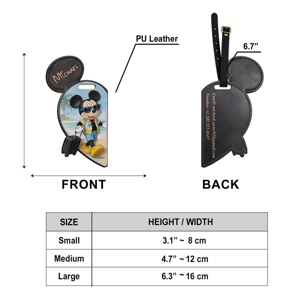 Personalized Mouse Luggage Tag Custom Name Travel Gift for Couples Luggage Tag GradoCreations