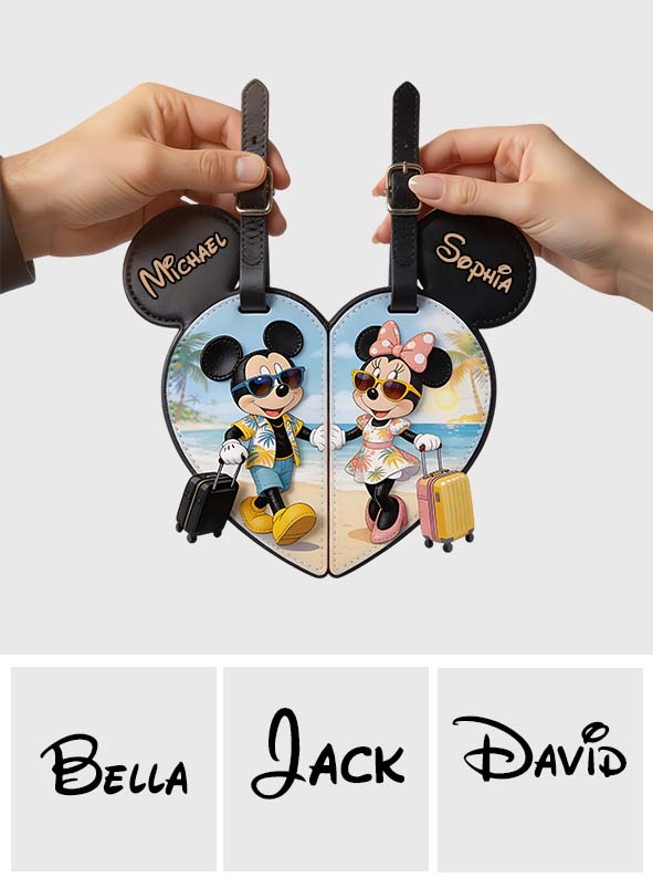 Personalized Mouse Luggage Tag Custom Name Travel Gift for Couples Luggage Tag GradoCreations