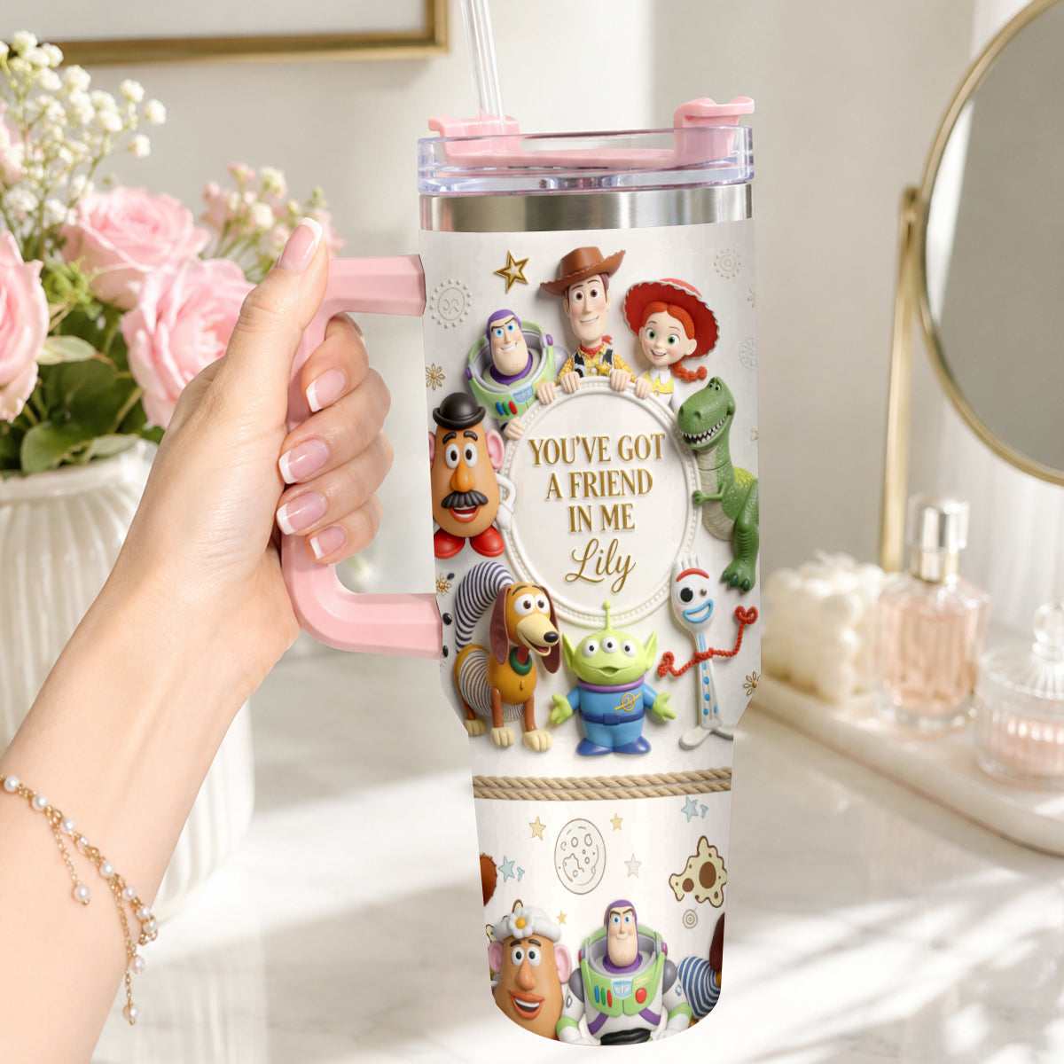 Personalized Toy Story Tumbler with Plush Charm Gift for Kids Tumbler With Plush Charm GradoCreations