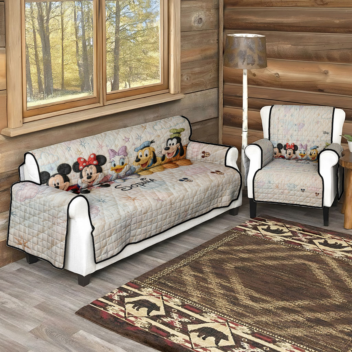 Personalized Disney Mouse Quilted Couch Cover Custom Name Quilted Sofa/Couch Cover GradoCreations