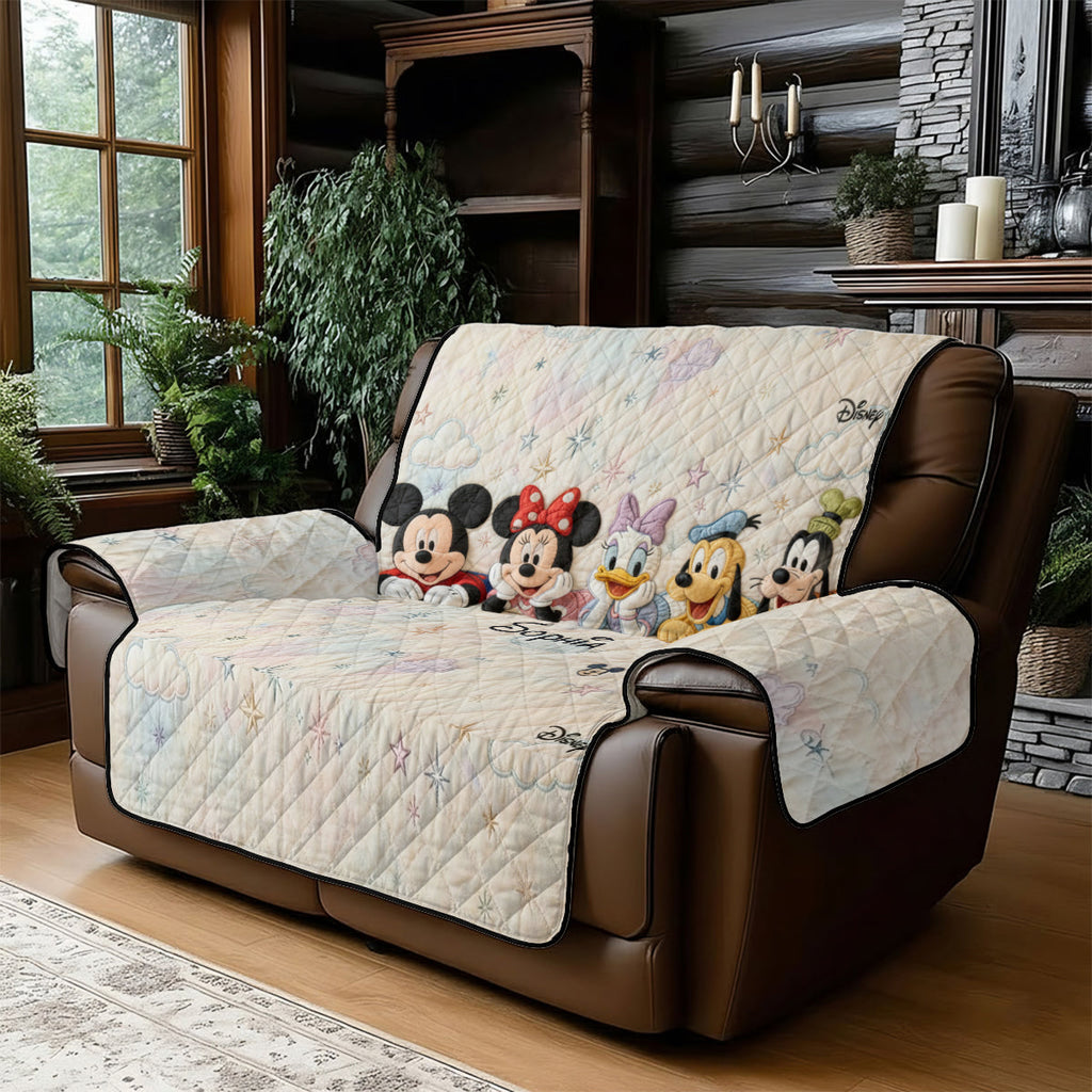 Personalized Disney Quilted Sofa Cover Custom Name Gift for Her Quited Sofa Cover GradoCreations