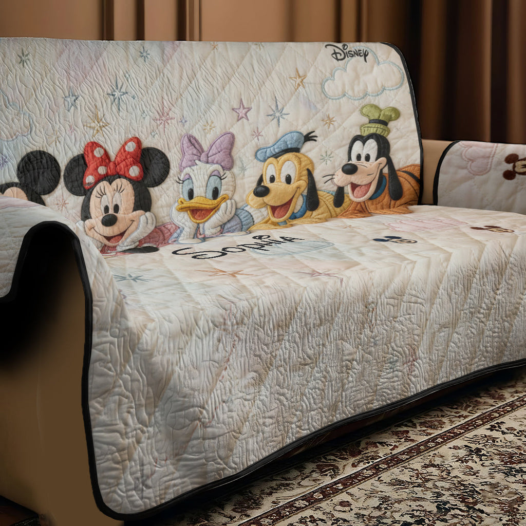 Personalized Disney Quilted Sofa Cover Custom Name Gift for Her Quited Sofa Cover GradoCreations