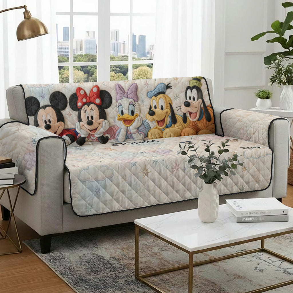 Personalized Disney Mouse Quilted Couch Cover Custom Name Quilted Sofa/Couch Cover GradoCreations