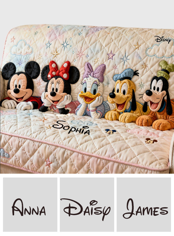 Personalized Disney Mouse Quilted Couch Cover Custom Name Quilted Sofa/Couch Cover GradoCreations