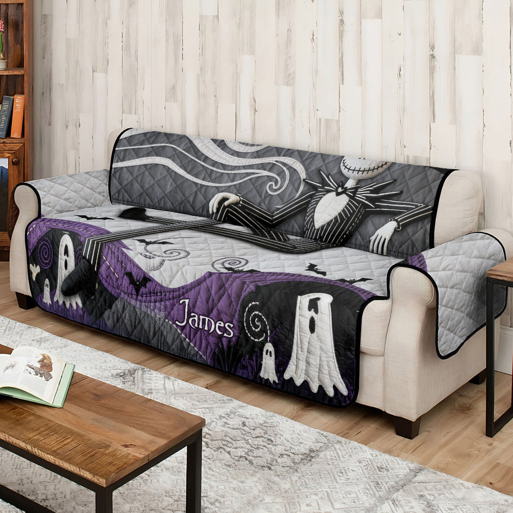 Personalized Nightmare Before Christmas Quilted Couch Cover for Halloween Decor Quilted Sofa/Couch Cover GradoCreations