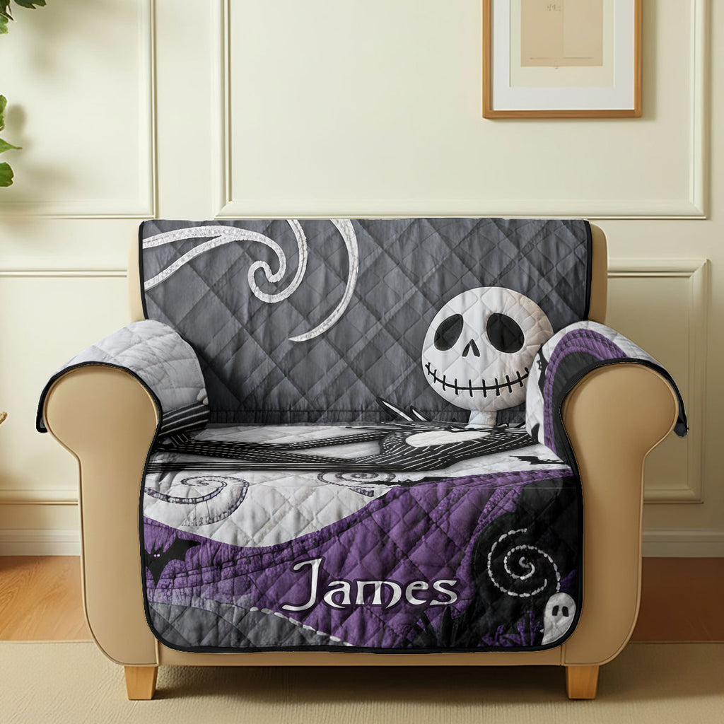 Personalized Nightmare Before Christmas Quilted Couch Cover for Halloween Decor Quilted Sofa/Couch Cover GradoCreations