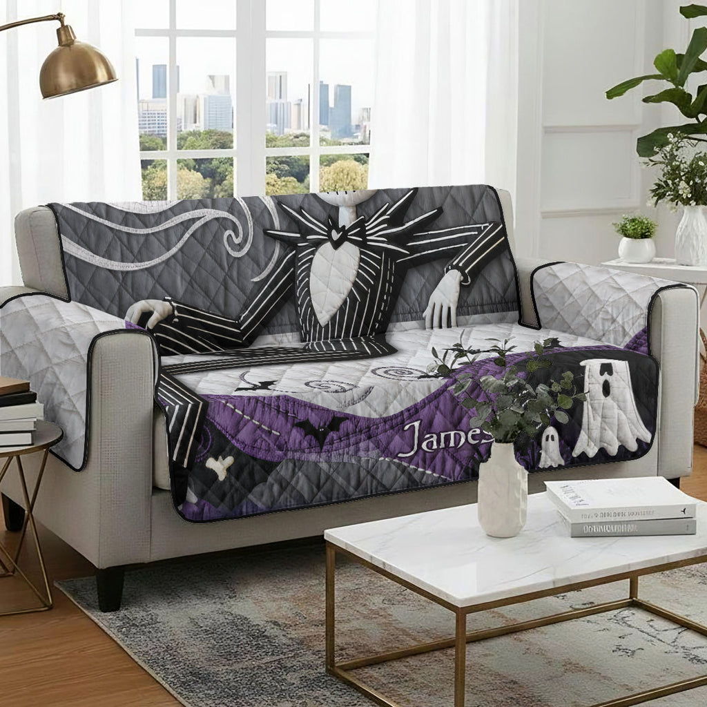 Personalized Nightmare Before Christmas Quilted Couch Cover for Halloween Decor Quilted Sofa/Couch Cover GradoCreations