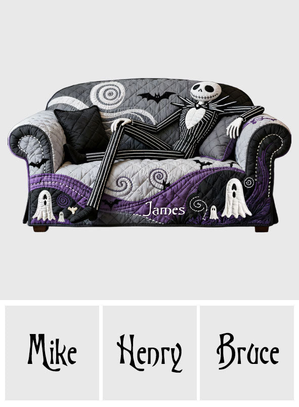 Personalized Nightmare Before Christmas Quilted Couch Cover for Halloween Decor Quilted Sofa/Couch Cover GradoCreations
