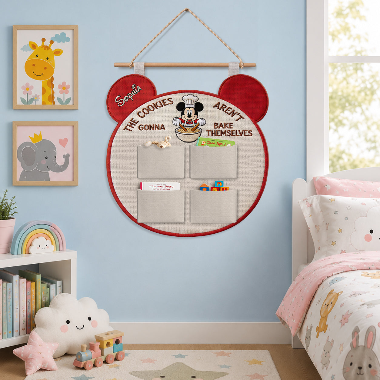 Personalized Mickey Mouse Hanging Organizer with 4 Pockets Hanging Organizer GradoCreations