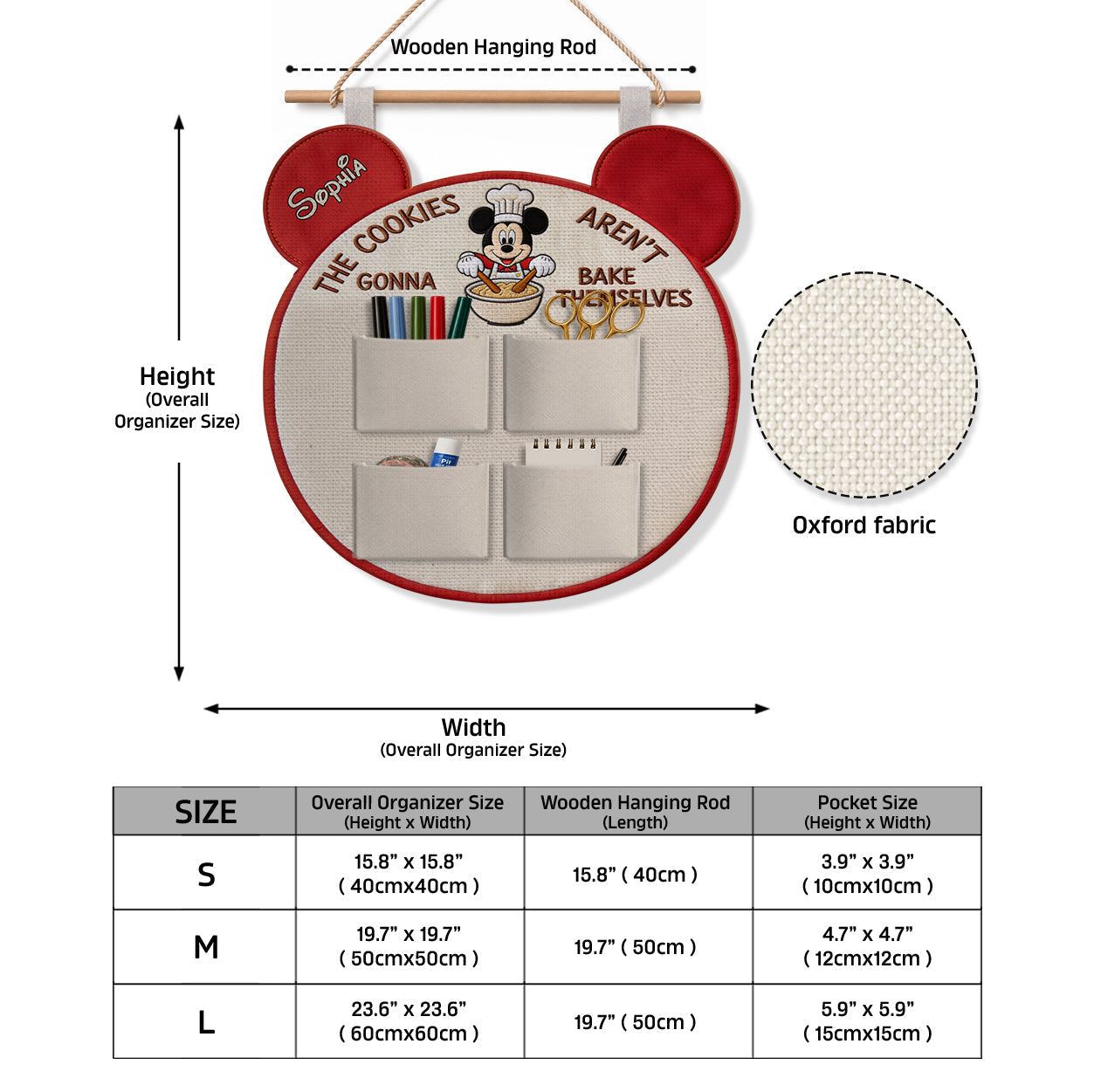 Personalized Mickey Mouse Hanging Organizer with 4 Pockets Hanging Organizer GradoCreations