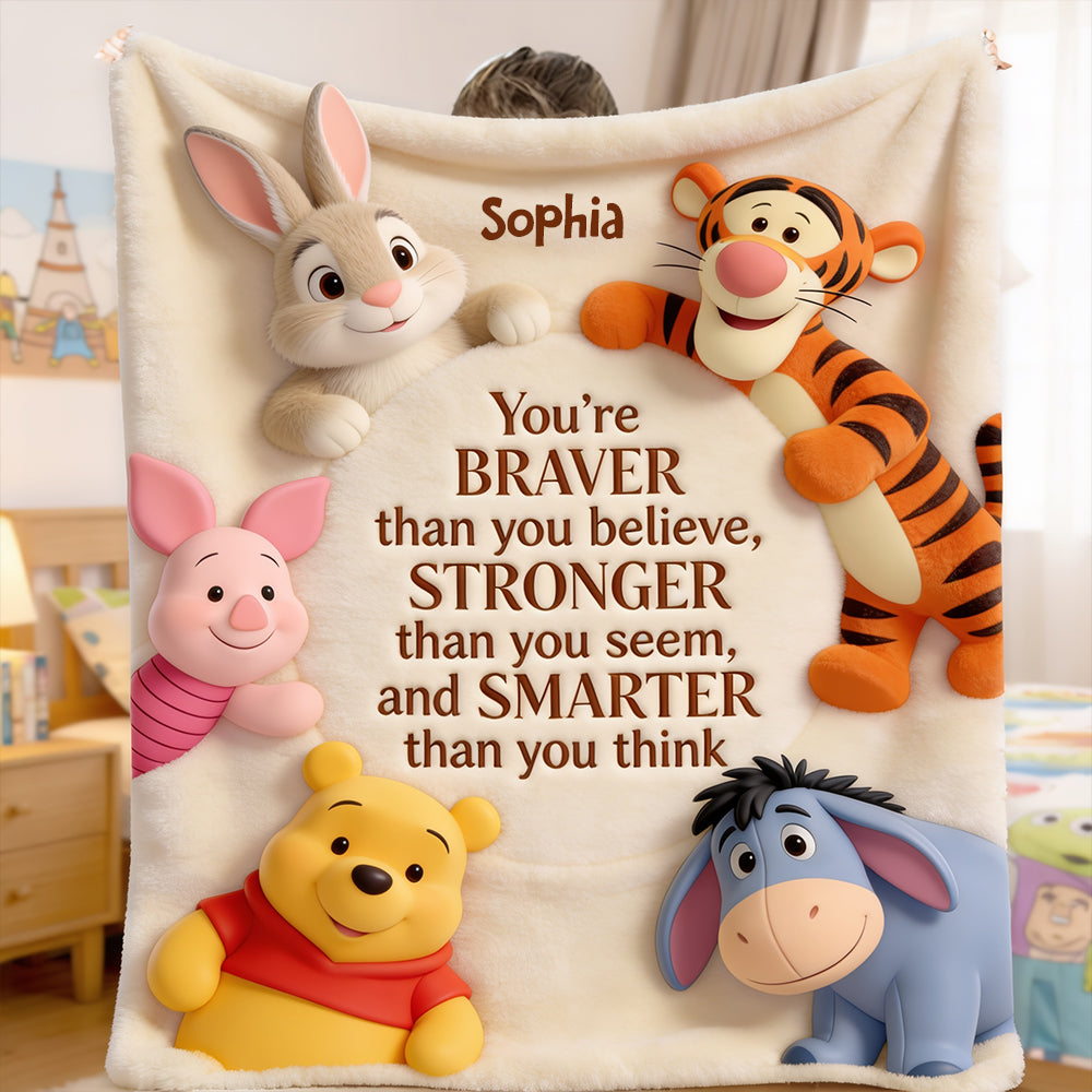 Personalized Yellow Bear Blanket Custom Name Gift for Kids Blanket GradoCreations