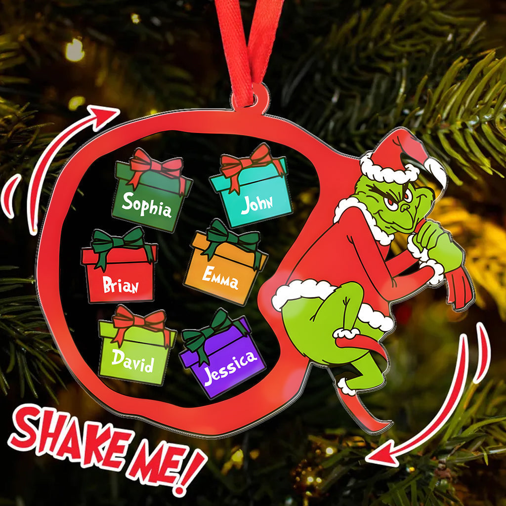 Personalized Grinch 3 Layered Shaker Ornament Custom Name Christmas Gift 3 Layered Shaker Ornament GradoCreations