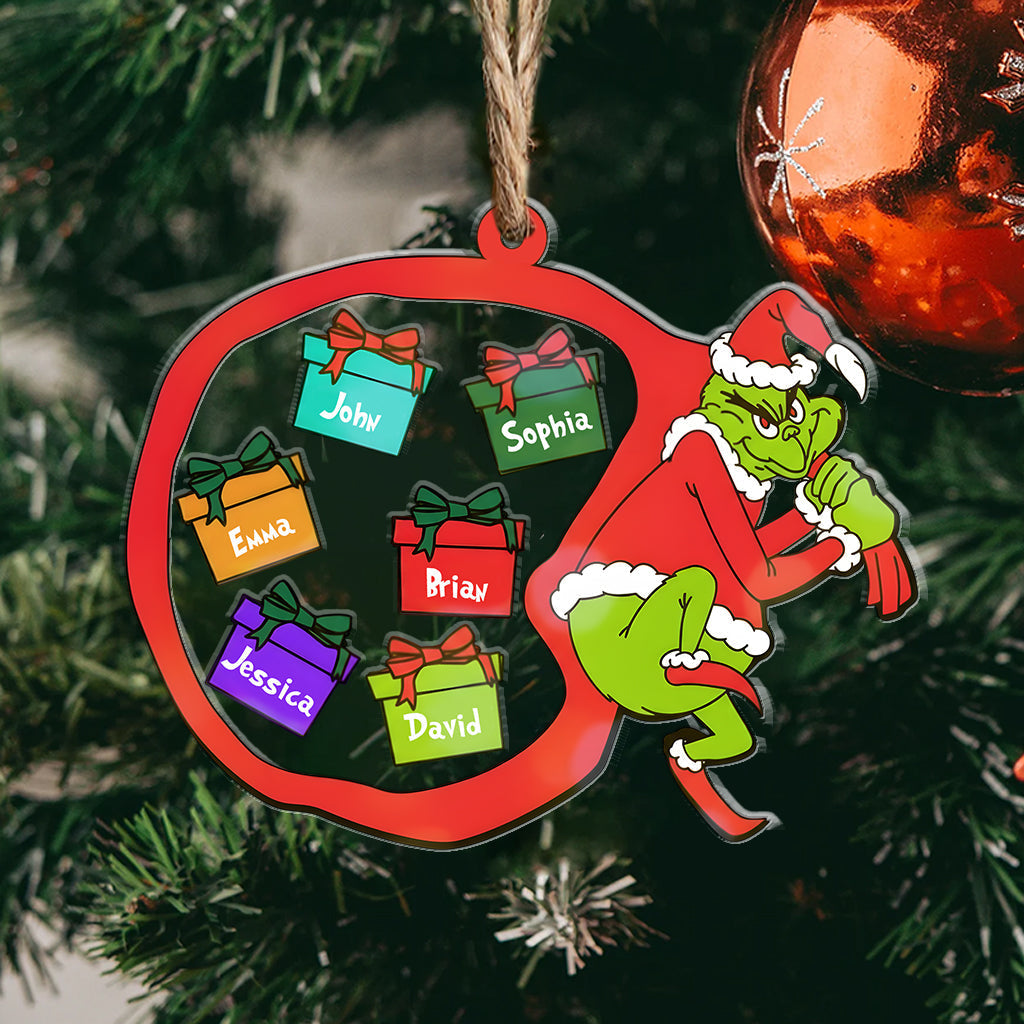 Personalized Grinch 3 Layered Shaker Ornament Custom Name Christmas Gift 3 Layered Shaker Ornament GradoCreations