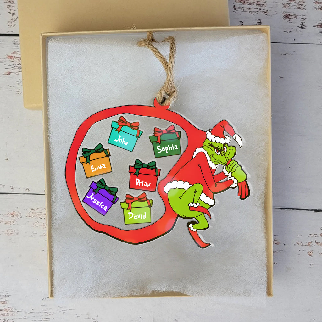 Personalized Grinch 3 Layered Shaker Ornament Custom Name Christmas Gift 3 Layered Shaker Ornament GradoCreations