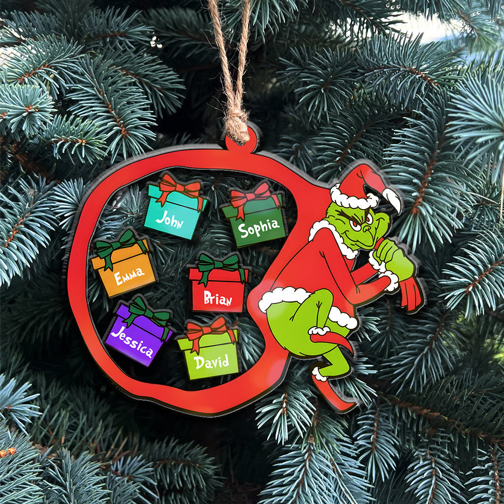 Personalized Grinch 3 Layered Shaker Ornament Custom Name Christmas Gift 3 Layered Shaker Ornament GradoCreations