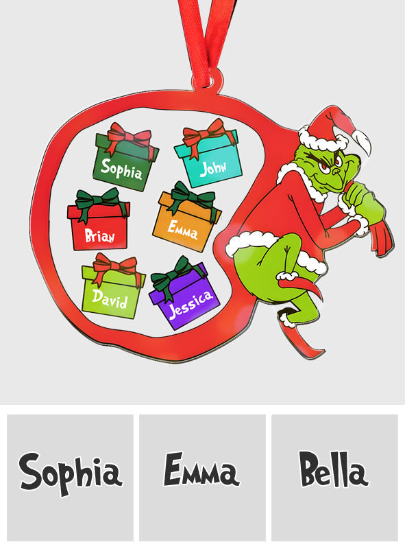 Personalized Grinch 3 Layered Shaker Ornament Custom Name Christmas Gift 3 Layered Shaker Ornament GradoCreations