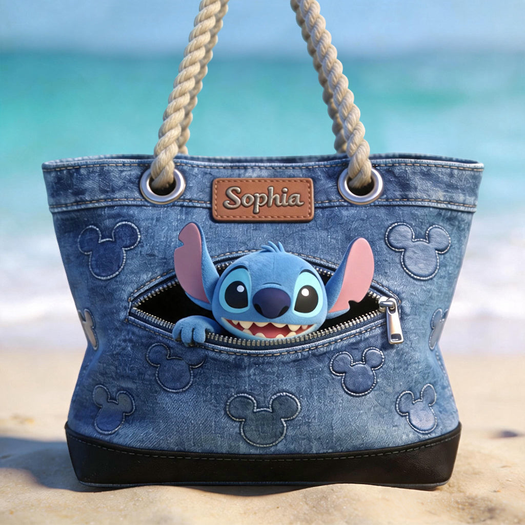 Personalized Ohana Beach Bag Custom Name Canvas Tote Gift Beach Bag GradoCreations