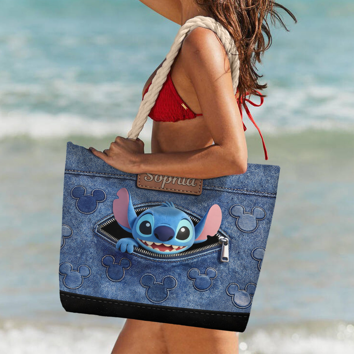 Personalized Ohana Beach Bag Custom Name Canvas Tote Gift Beach Bag GradoCreations