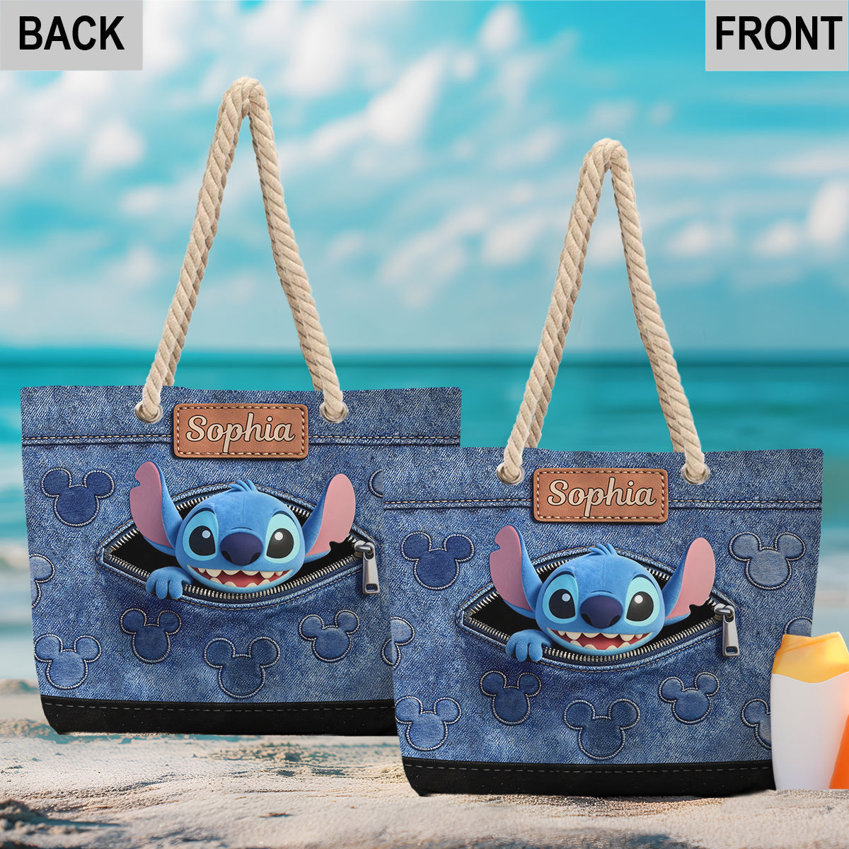 Personalized Ohana Beach Bag Custom Name Canvas Tote Gift Beach Bag GradoCreations