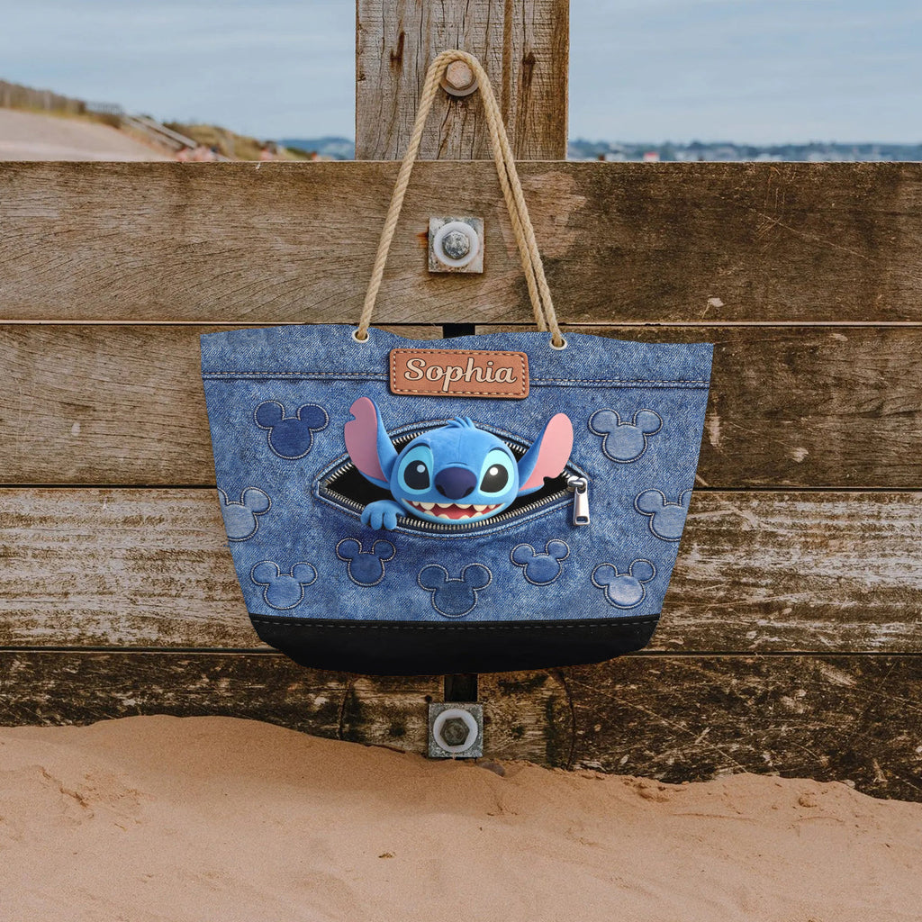 Personalized Ohana Beach Bag Custom Name Canvas Tote Gift Beach Bag GradoCreations