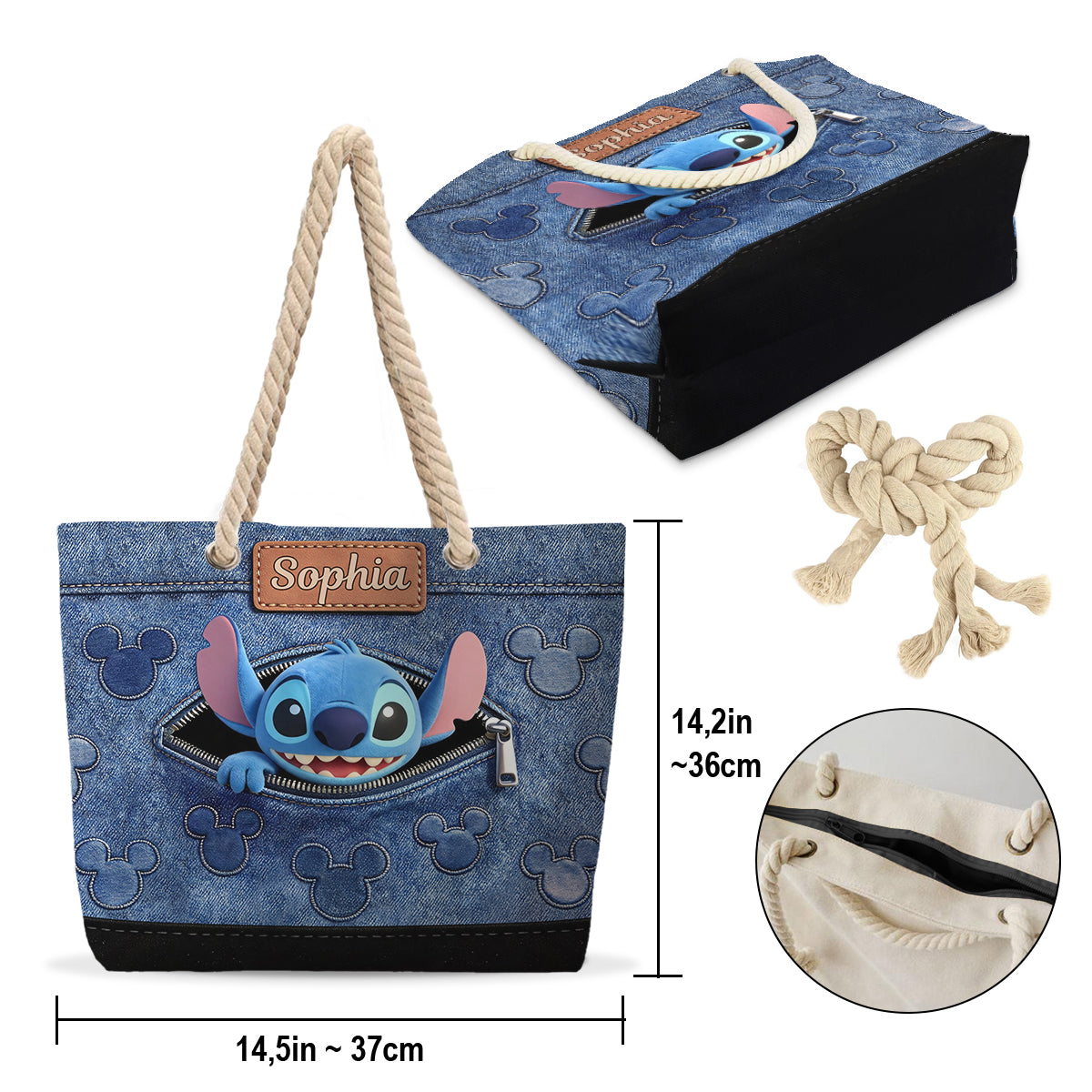Personalized Ohana Beach Bag Custom Name Canvas Tote Gift Beach Bag GradoCreations
