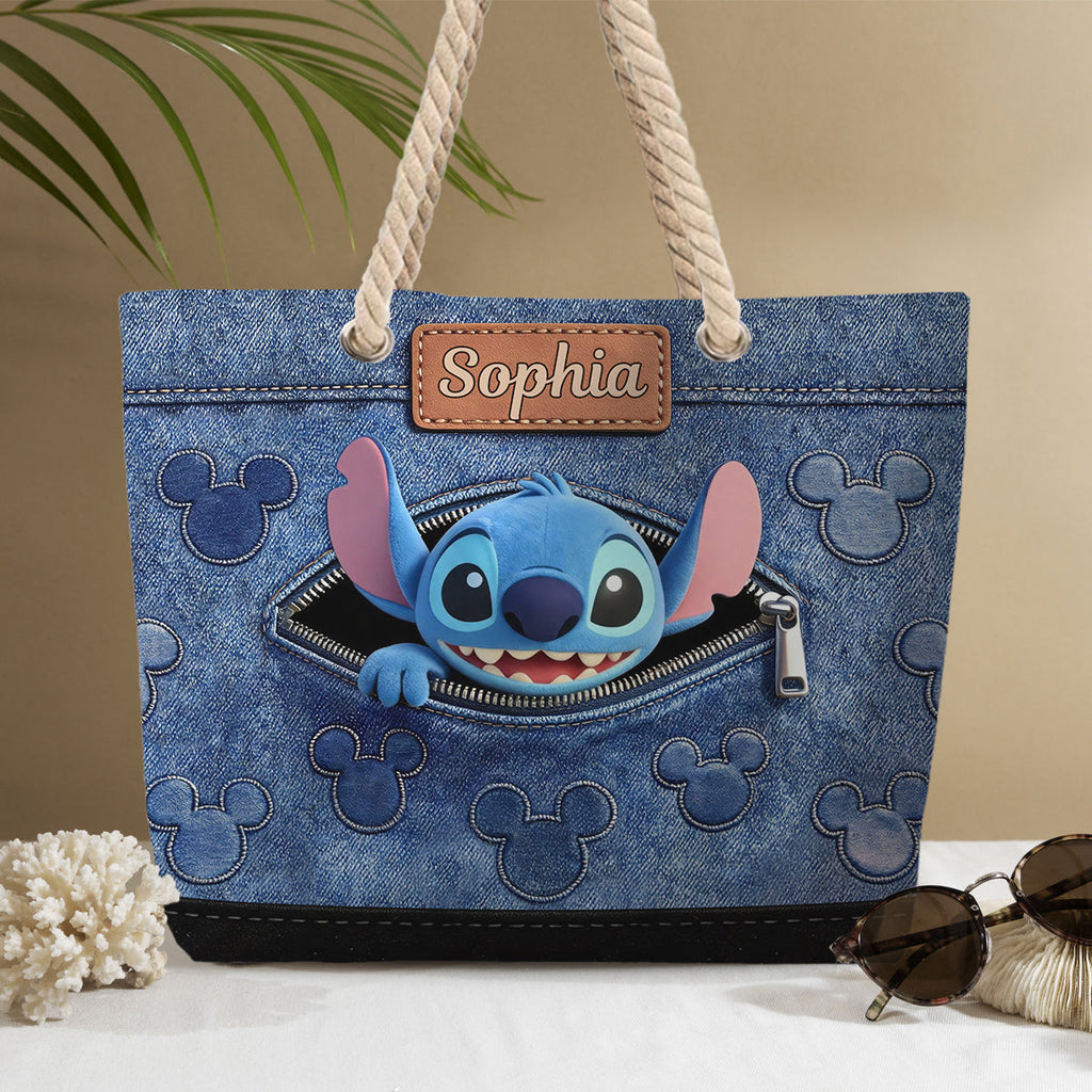 Personalized Ohana Beach Bag Custom Name Canvas Tote Gift Beach Bag GradoCreations
