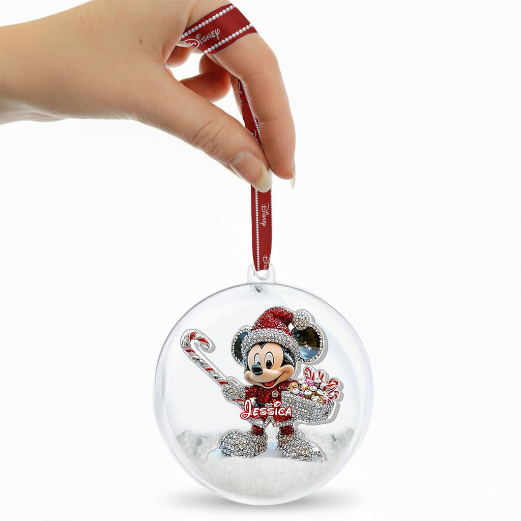Personalized Disney Mouse Snow Globe Ornament with Bow for Christmas Snow Globe Ornament With Bow GradoCreations
