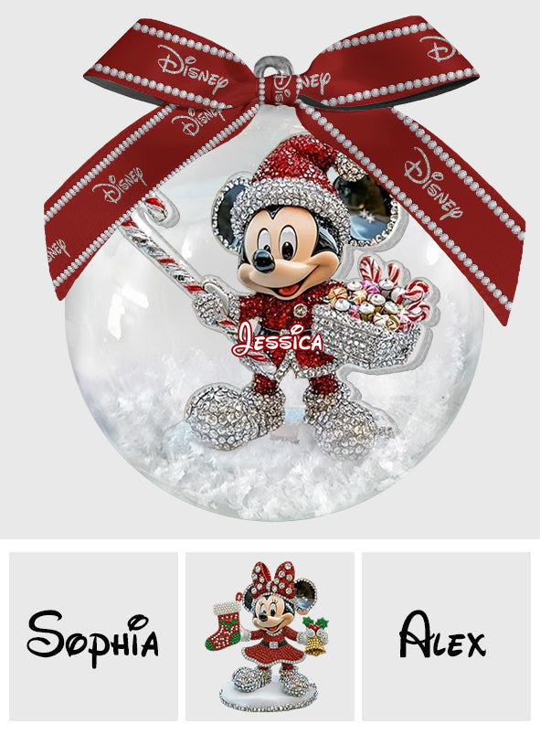 Personalized Disney Mouse Snow Globe Ornament with Bow for Christmas Snow Globe Ornament With Bow GradoCreations