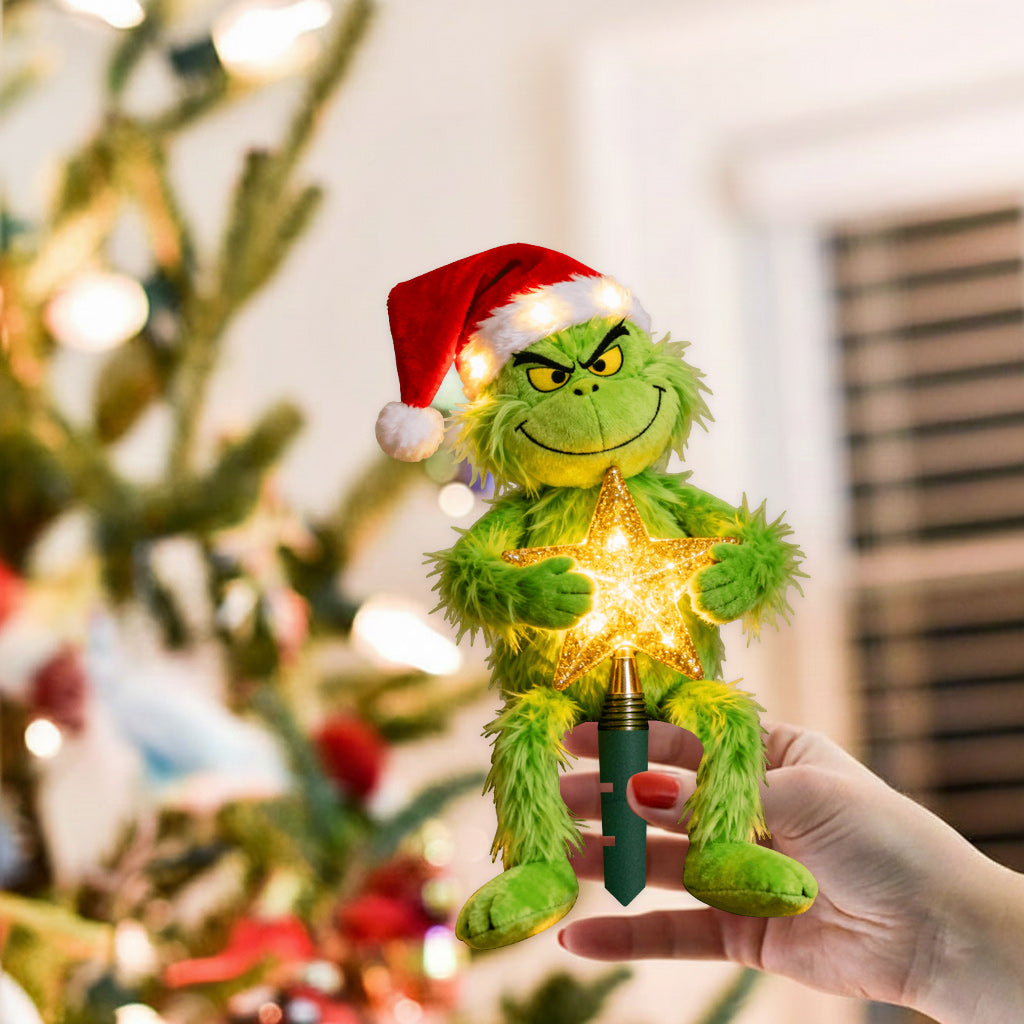 Personalized Grinch LED Tree Topper with Star Gift for Christmas LED Light Tree Topper GradoCreations