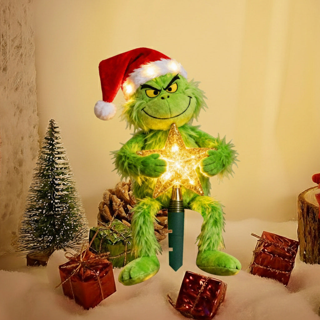 Personalized Grinch LED Tree Topper with Star Gift for Christmas LED Light Tree Topper GradoCreations