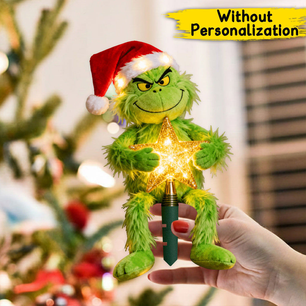 Personalized Grinch LED Light Tree Topper Custom Name Holiday Gift for Family LED Light Tree GradoCreations