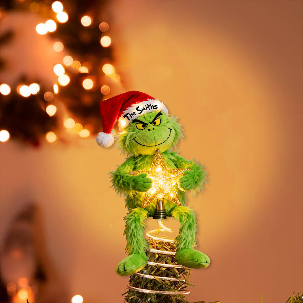Personalized Grinch LED Light Tree Topper Custom Name Holiday Gift for Family LED Light Tree GradoCreations