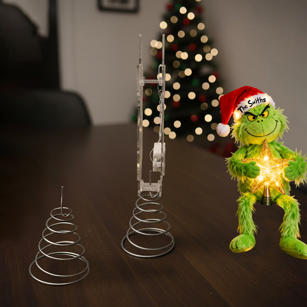 Personalized Grinch LED Light Tree Topper Custom Name Holiday Gift for Family LED Light Tree GradoCreations