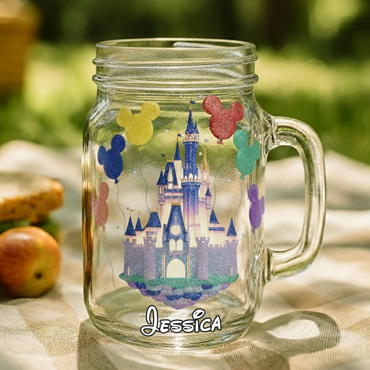 Personalized Mason Jar Cup with Magical Castle Design for Kids Mason Jar Cup GradoCreations
