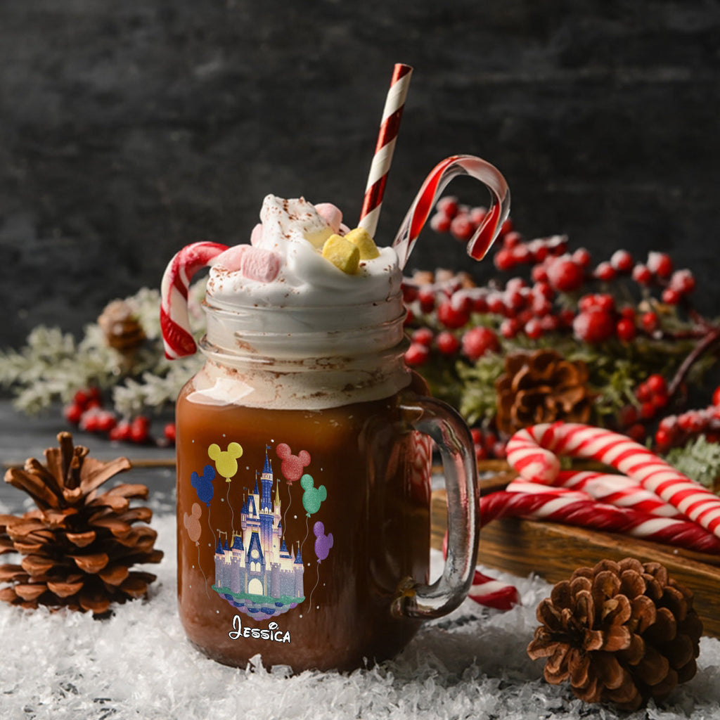 Personalized Mason Jar Cup with Magical Castle Design for Kids Mason Jar Cup GradoCreations