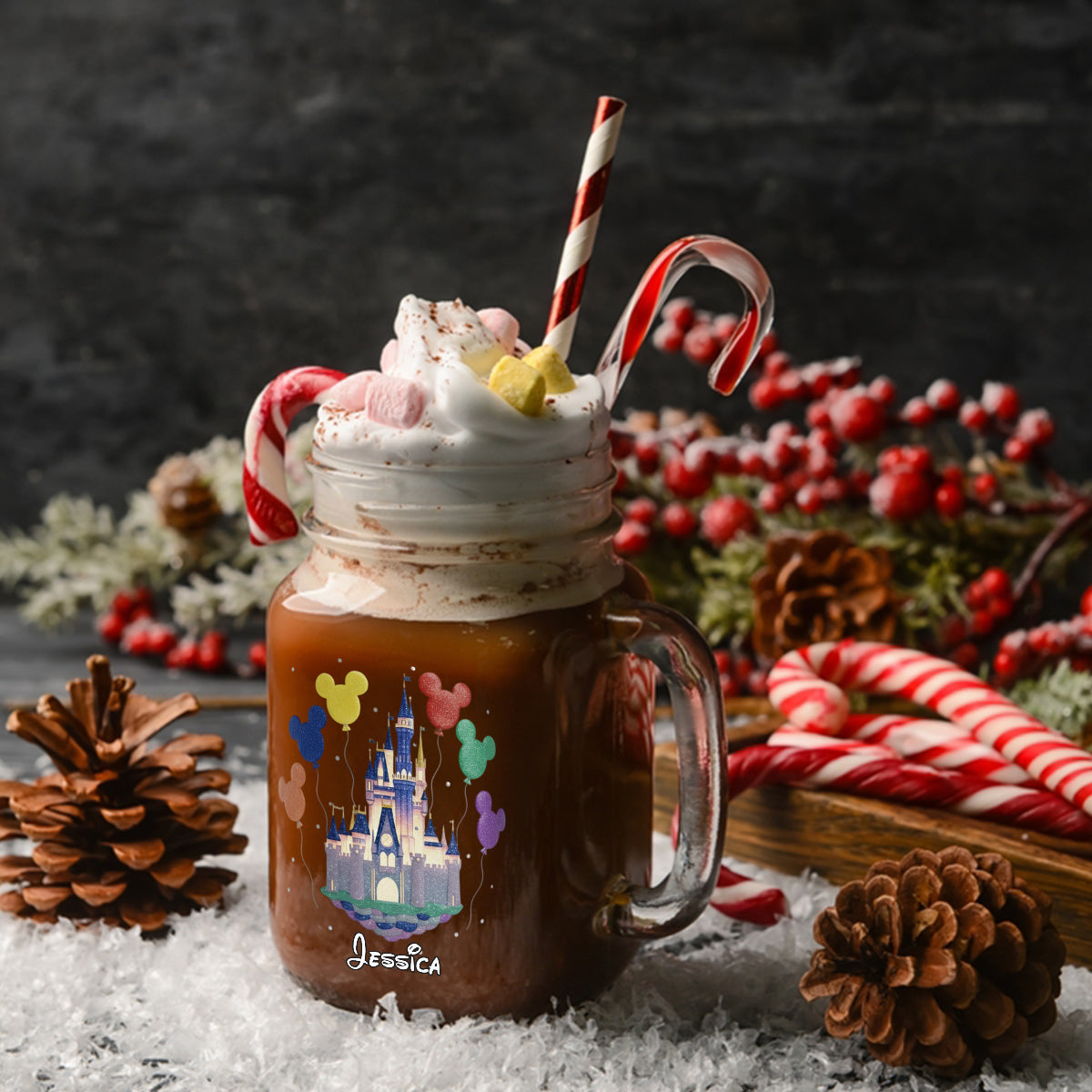 Personalized Mason Jar Cup with Magical Castle Design for Kids Mason Jar Cup GradoCreations