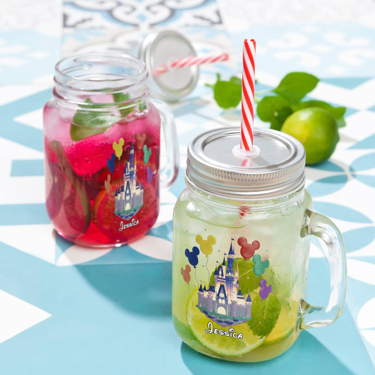 Personalized Mason Jar Cup with Magical Castle Design for Kids Mason Jar Cup GradoCreations