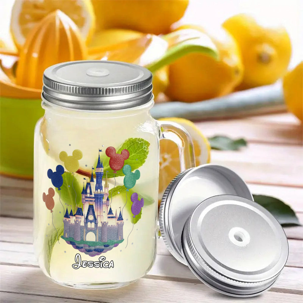 Personalized Mason Jar Cup with Magical Castle Design for Kids Mason Jar Cup GradoCreations