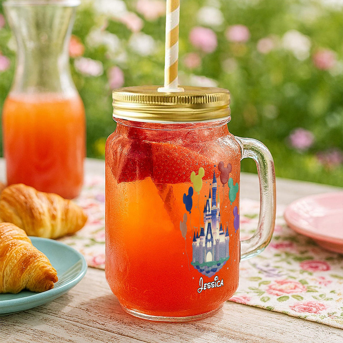 Personalized Mason Jar Cup with Magical Castle Design for Kids Mason Jar Cup GradoCreations