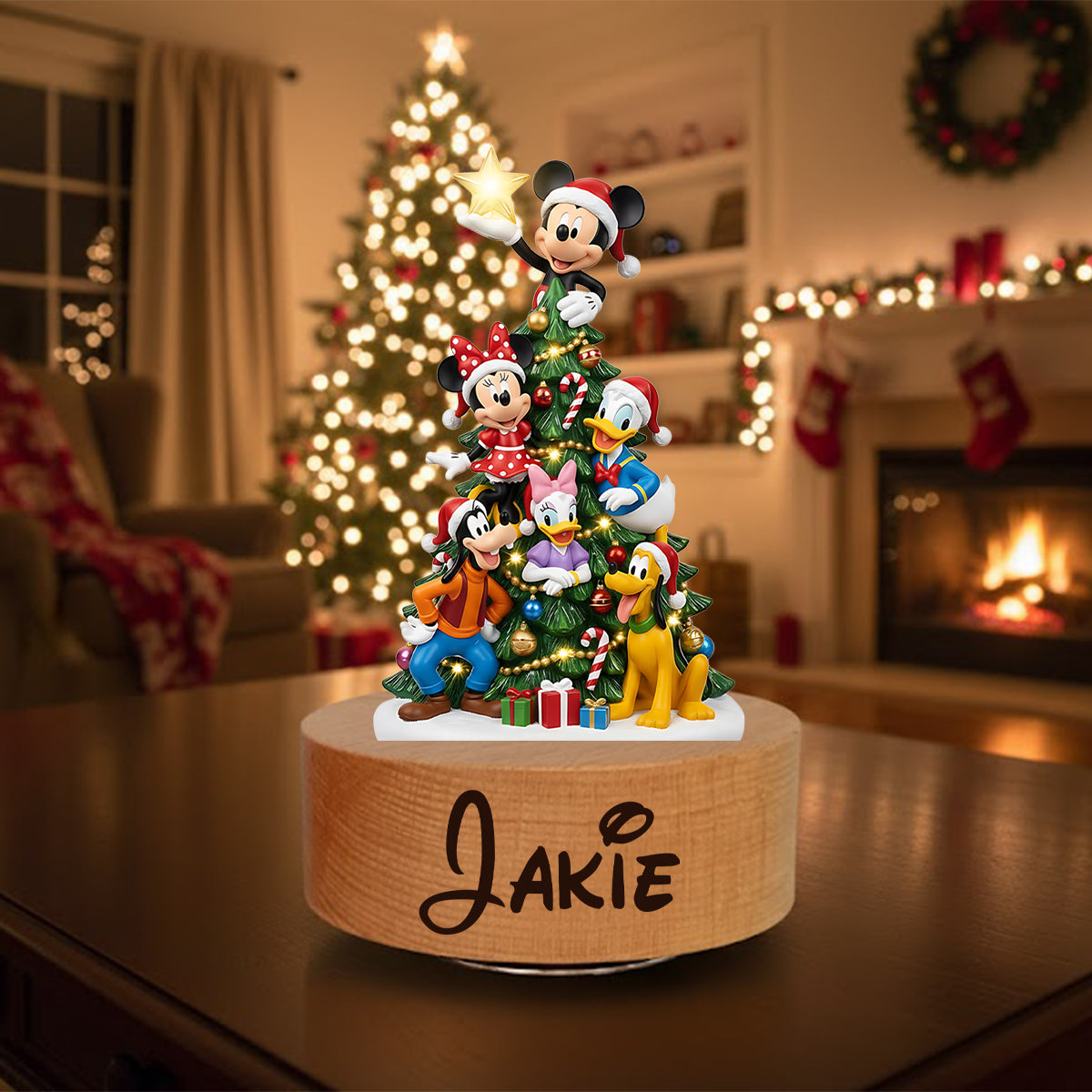 Personalized Mouse Rotating Music Plaque Christmas Gift Rotating Music Plaque GradoCreations