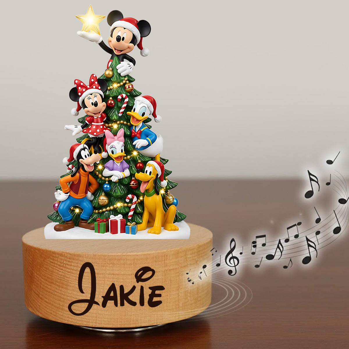 Personalized Mouse Rotating Music Plaque Christmas Gift Rotating Music Plaque GradoCreations