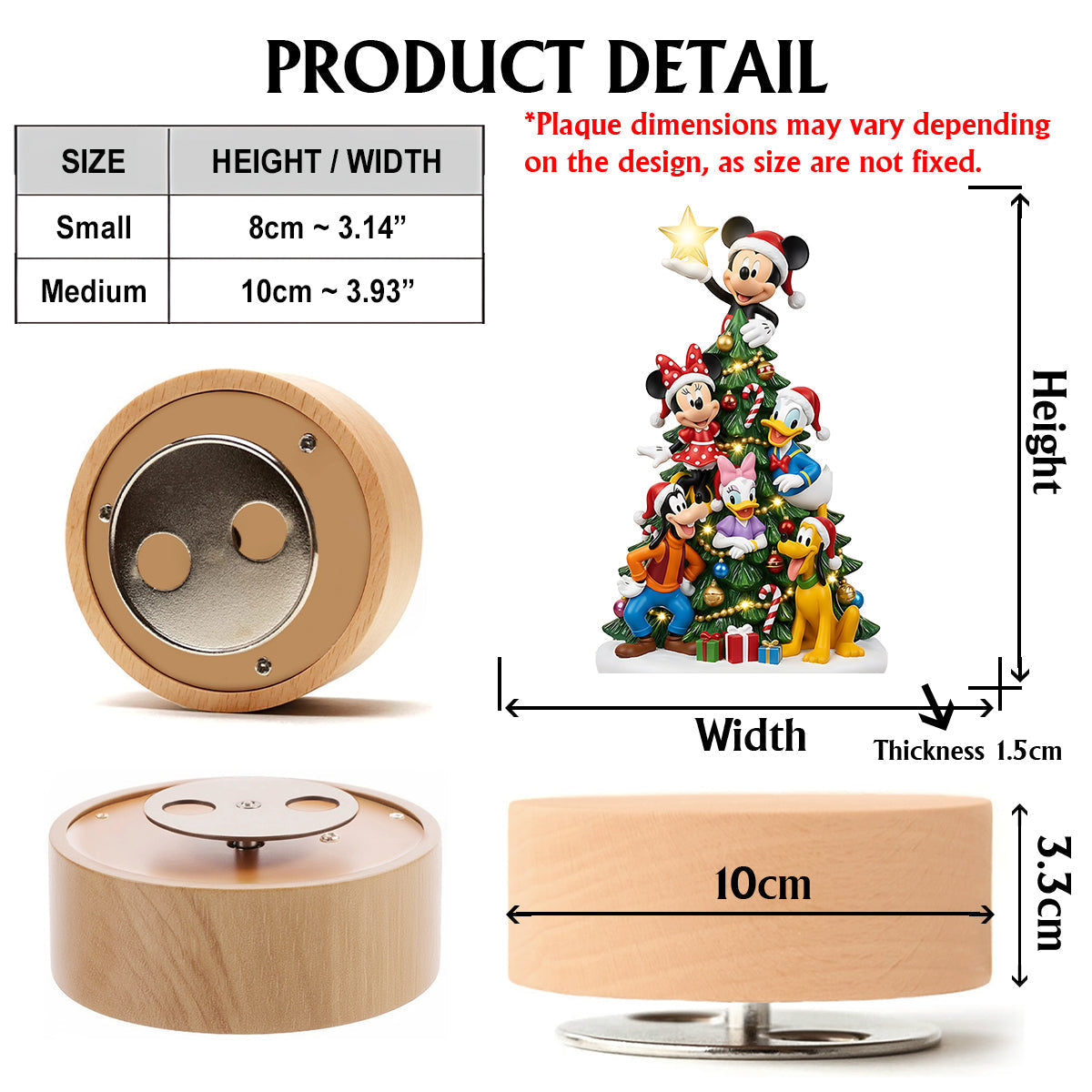 Personalized Mouse Rotating Music Plaque Christmas Gift Rotating Music Plaque GradoCreations