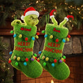 Personalized Merry Grinchmas Shaped Christmas Stocking for Kids Shaped Christmas Stocking GradoCreations