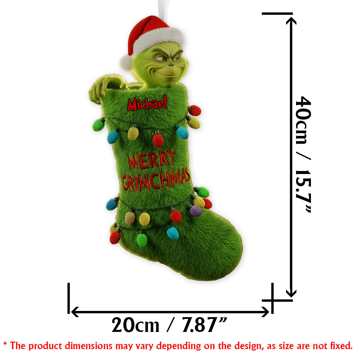 Personalized Merry Grinchmas Shaped Christmas Stocking for Kids Shaped Christmas Stocking GradoCreations