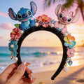 Personalized Floral Ohana Shaped Leather Headband for Kids & Adults Shaped Leather Headband GradoCreations