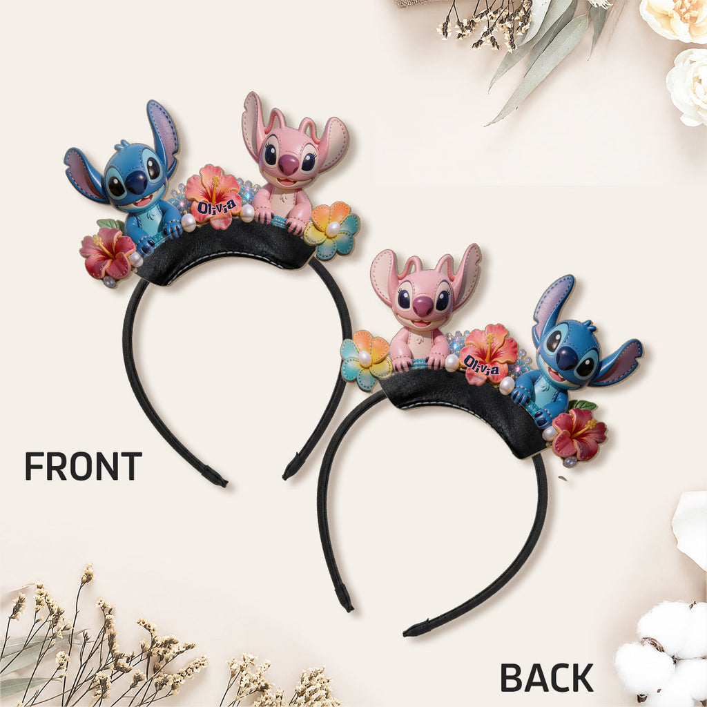Personalized Floral Ohana Shaped Leather Headband for Kids & Adults Shaped Leather Headband GradoCreations