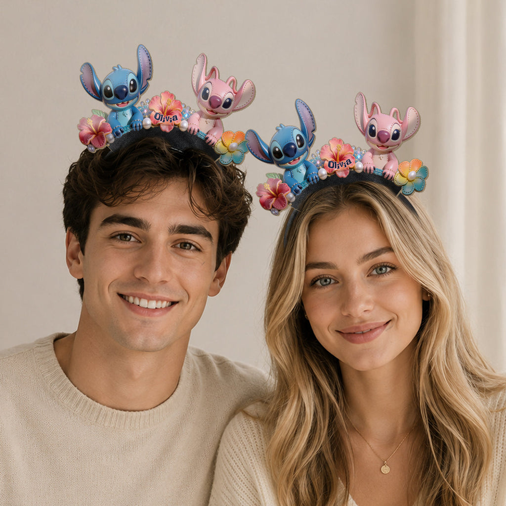 Personalized Floral Ohana Shaped Leather Headband for Kids & Adults Shaped Leather Headband GradoCreations